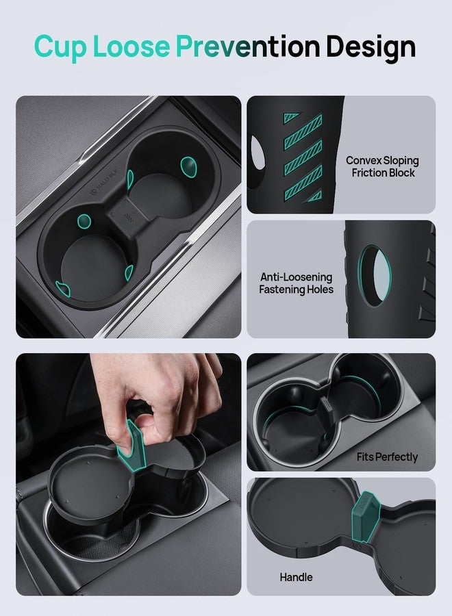 HALOBLK حامل أكواب وحدة التحكم المركزية من HALOBLK مع قاعدة أكواب للمقعد الخلفي مصمم لسيارة موديل 3 هايلاند المحدثة لعامي 2024-2025 (أسود) - Image 3